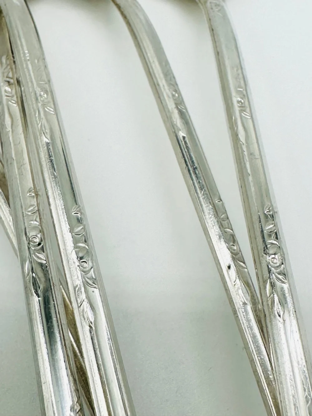 NEW ENGLAND Silver Plate Long Iced Tea Spoons LOT of 6 - Antique 1919 Rosemary